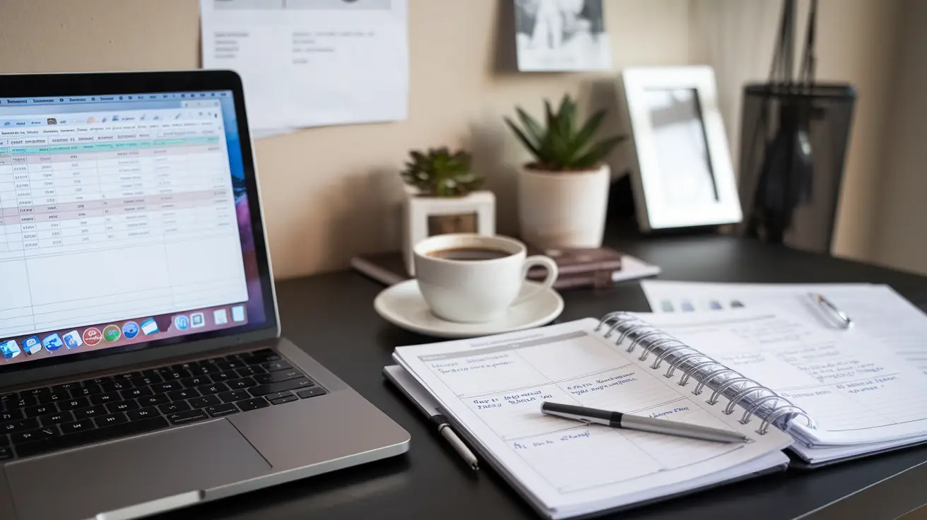 A photo of a desk with a laptop, a business plan_mortgage_agent